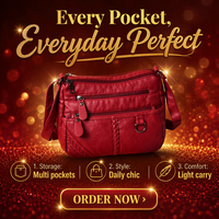 Tas Selempang Wanita Bahan PU Solid dengan Ritsleting Lembut