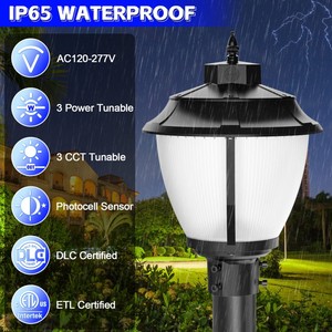 Lámpara de Poste para Exteriores NGT, IP65 Impermeable, Encendido/Apagado Automático, Luz Blanca Cálida para Jardín, Patio, Valla, Terraza y Decoración Navideña - Product Image 2