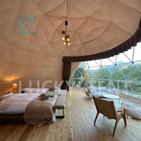 Tentes extérieures de diamètre de 6m Hôtel Dome House Glamping Geodesic Dom avec couverture de toit en PVC pour le camping