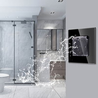 Enchufe Alemán Impermeable con Cubierta Transparente 16A 220V EU Schuko, Panel de Vidrio Templado Tipo F, Tomacorriente de Pared