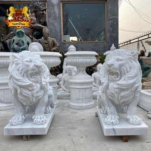 Decorazione del giardino domestico moderna scolpita a mano in pietra durevole animale maschio <span class=keywords><strong>leone</strong></span> scultura in marmo bianco <span class=keywords><strong>statua</strong></span> del <span class=keywords><strong>leone</strong></span> - Product Image 5