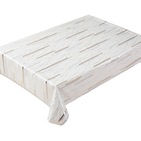 Nappe de table en PVC marbré géométrique de luxe avec motif lignes dorées, imperméable et anti-taches