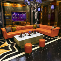Ensemble de meubles de chambre KTV au design moderne personnalisé Canapé d'angle en forme de U Table basse légère Bar Discothèque Hôtels Écoles Centres commerciaux