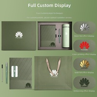Coffret cadeau d'affaires en cuir personnalisable de luxe, comprenant un carnet A5, un stylo et une tasse isotherme.