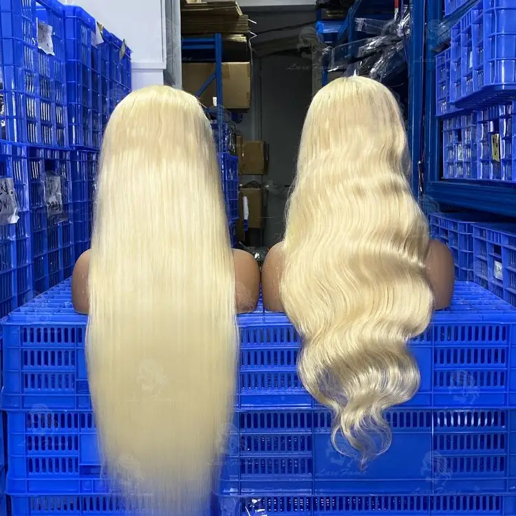 Rambut Manusia Penjualan Terbaik 613 Wig Pirang Lac, Bagian Tengah Rambut Manusia Virgin Renda Wig Depan, Wig Rambut Manusia Lurus Remy Halus