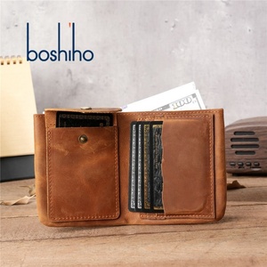 For Boshiho Customized Vintage Real Leather Bifold <b>RFID</b> <b>Wallet</b> Short Men's Handmade Full Grain Leather Cards Holder Open Gift - Product Image 2