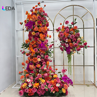 Nouvelle combinaison de couleurs orange et rose vif, chemin de table en fleurs au toucher réel pour la décoration de baby shower, idéal pour la décoration d'événements