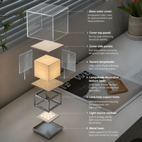 Lampe de table carrée minimaliste moderne à commande tactile LED pour chambre à coucher, salon, hôtel