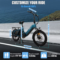 Vélo cargo 20 pouces, batterie lithium 48V, moteur arrière 500W sans balais, frein à disque hydraulique, fourche à ressort hydraulique, alliage d'aluminium