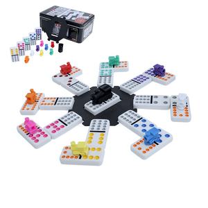 Juego de mesa de dominó con caja de hojalata, juego de mesa con logotipo personalizado, tren doble de dominó, color blanco, 12 colores, venta al por mayor - Product Image 2
