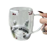 Tasses à café en verre borosilicate à double paroi de 350 ml, best-seller, avec fleurs séchées
