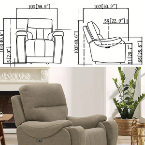 성인 및 노인용 파워 리프트 모던 리클라이너 의자, 가죽 마사지, 히팅, 확장 발받침, 리모컨, 무선 - Product Image 4