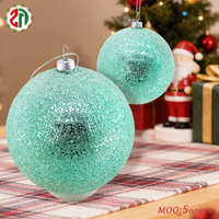 Boule de Noël en verre artisanale de style vintage, givrée, vert menthe, à suspendre, pour arbre de Noël, décoration de la maison, cadeau