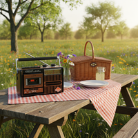 Radio cassette portable rétro BT, lecteur/enregistreur, radio AM/FM, réglage analogique, haut-parleur intégré, entrée USB TF AUX, plastique, urgence