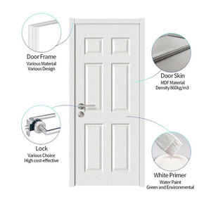 Portes intérieures en panneau HDF mélaminé blanc <span class=keywords><strong>de</strong></span> conception moderne avec isolation phonique pour hôpital, hôtel, salle <span class=keywords><strong>de</strong></span> bain, entrepôt, chambre à coucher - Product Image 1