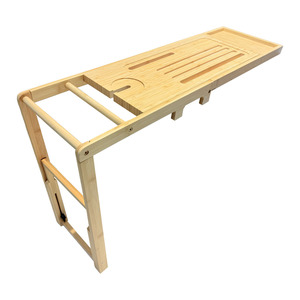 Étagère de rangement rectangulaire autoportante en bambou pour baignoire, usage salle de bain, durable, taille personnalisée, profondeur 8-11,9 pouces - Product Image 1
