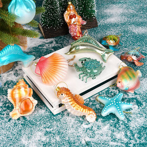 Adornos de cristal festivos de la serie Marina para Navidad, colgantes de cristal pintados artesanales, accesorios para bodas, decoración de ventanas, sirena - Product Image 2