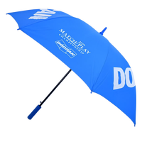 Parapluie de golf révolutionnaire classique bleu saphir à impression multi-panneaux anti-inversion, double couche ventilée, avec mécanisme de déclenchement rapide et protection UV