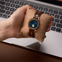 Montre Décontractée Femme en Bois Marron et Acier Inoxydable Doré, Style Antique, Personnalisable avec Logo, Livraison Directe, OEM Chine, Quartz Naturel