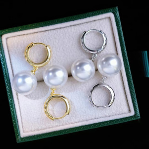 Base de Plata S925 para Accesorios de Perlas DIY, Soporte Vacío para Pendientes con Cuentas Redondas de 9-13mm, Pendientes Colgantes Modernos 22249 - Product Image 2