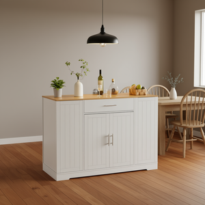 Isla de Cocina Moderna Estilo Farmhouse de 53.2 Pulgadas en Blanco con Almacenamiento en Cajones para Uso en Comedor y Cocina - Product Image 2