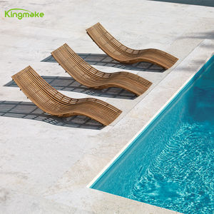 كرسي استلقاء خارجي فاخر على شكل حرف S من خشب الساج الصلب، أثاث للشاطئ وحمام السباحة - Product Image 6