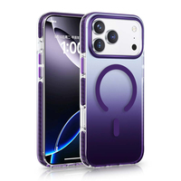 JOYPORODO B002 Casing Ponsel Magnetik TPE Mewah dengan Gradasi Warna untuk iPhone 18 17 16 15 Pro Max, Casing Anti Benturan Trendi Bertekstur Doff untuk Samsung