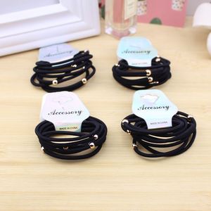 Élastiques à cheveux de couleurs mélangées, lot de 8 avec perles dorées, élastiques à cheveux en tissu pour usage quotidien - Product Image 2