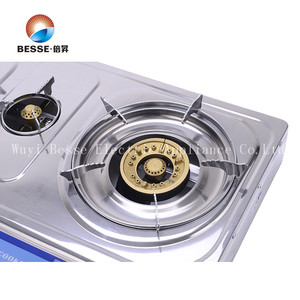 ZGBES <b>Portable</b> Gas Cooktop 2+1 Burners Stainless Steel Dual-<b>Cooker</b> Tabletop With Piezoelectric Ignition Household Use - Product Image 3