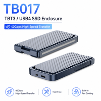 Enclosure SSD Thunderbolt 3/USB4 M.2 NVMe/SATA PCIe Gen4x4 40Gbps dengan Kipas Terintegrasi RGB LED, Tanpa Alat, Kapasitas Maksimal 8TB, Casing Aluminium 2230-80