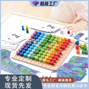 Tavola di Moltiplicazione in Legno per Bambini <span class=keywords><strong>1</strong></span>-100 Puzzle Numerico 3-in-<span class=keywords><strong>1</strong></span> Giocattolo Educativo Ecologico CE - Product Image 3