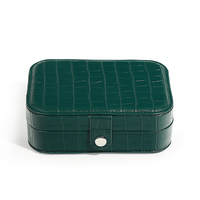 Organisateur de rangement en cuir vert de luxe Boîte à bijoux de voyage écologique pour bagues Organisateur de bijoux en cuir miroir