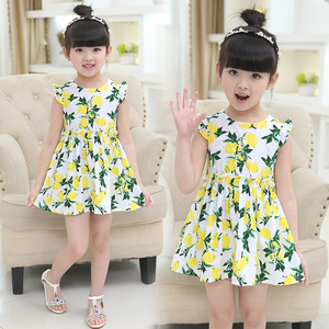 Hot New Products for 2017 Korean Cute Names of Girls <b>Lemon</b> <b>Printing</b> <b>Dresses</b> - Product Image 4