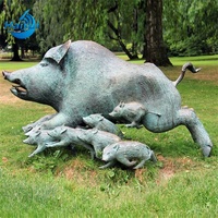 Décoration de jardin extérieure, Fontaine à vœux en laiton représentant un cochon inspirée de scènes de films célèbres, Sculpture de sanglier en bronze