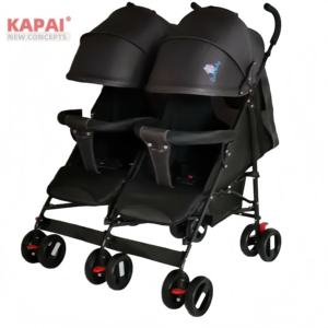 Poussette double moderne KAPAI pour bébés et tout-petits, légère, pliable facilement, grand panier de rangement, réglable - Product Image 2