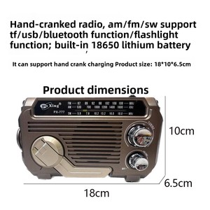Stile retrò BT Speaker Radio solare a manovella torcia elettrica grande Volume TF Card Player Gadget di emergenza - Product Image 4