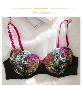Conjunto de lencería sexy transparente europeo-americano transfronterizo, sin aros, con bordado, media copa, de poliéster, estilo seductor. - Product Image 6