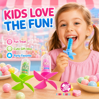Groothandel op maat gemaakte private label tepelvormige lolly windmolen speelgoed fruit smaak harde snoep speelgoed voor kinderfeestjes