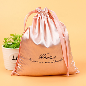 Toptan özel baskılı saten ayakkabı çantası İpli özel toz ayakkabı kapağı ile saten büzgülü çanta büyük - Product Image 2