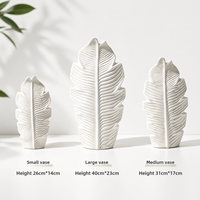 Vase en céramique de style nordique Qianrui, forme de feuille, moderne, simple, fait main, créatif, vase à fleurs pour la décoration de la maison