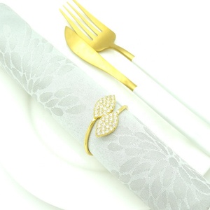 Anillos de Servilleta de Aleación de Aluminio con Diseño de Hoja de Diamante, Alta Calidad, Ecológicos, Color Oro Rosa, con Logotipo Personalizado, en Oferta - Product Image 5