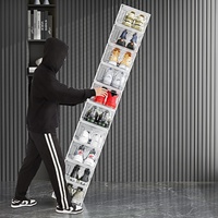 Boîte de rangement pour chaussures en plastique transparent acrylique, géante, empilable, pliable, de forme rectangulaire, en matériau PP pour l'organisation des chaussures