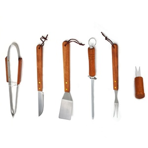 10 pièces rôtisserie pique-nique BBQ grils accessoire trousse à outils étui en tissu Oxford comprend métal manche en bois <span class=keywords><strong>accessoires</strong></span> de <span class=keywords><strong>barbecue</strong></span> - Product Image 2