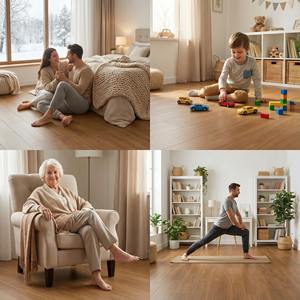 15mm 다크 월넛 바닥재 - 크로스 코어, 솔리드 코어 대형 일체형 판재, 바닥 난방용 침실용 내열성 - Product Image 6