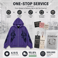 Sweat à capuche zippé intégral pour homme, imprimé graphique, 450 GSM, délavé à l'acide, avec strass et ourlet brut, style mode urbaine, fournisseur d'usine personnalisé