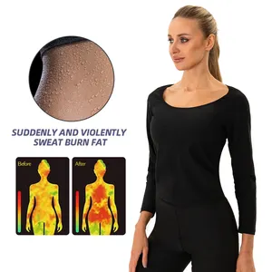 Camicia a maniche lunghe Sauna tuta da donna tuta da ginnastica dimagrante modellante Top Trainer per allenamento tuta