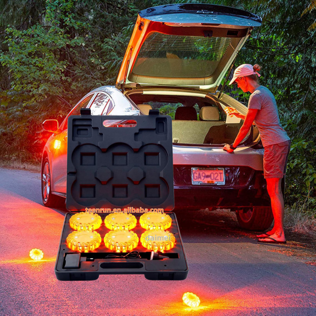 Magnetic Mounting Emergency Strobe Flashing Light Carrying Case Rechargeable Amber LED Road Flare Beacon Light