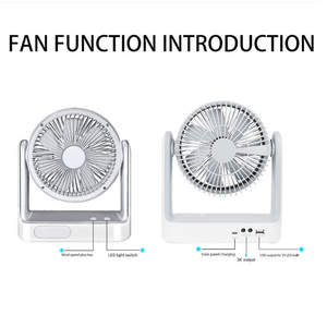 Ventilador de Camping Blanco Contemporáneo con Luz, Ventilador de Carga Solar, Luz Solar para Camping, Ventilador Portátil con Panel Solar - Product Image 1