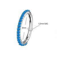 ASTM F136 Perhiasan Tindik Badan Titanium Cincin Segmen Berengsel dengan Set Prong Cincin Hidung CZ