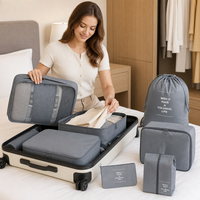 Ensemble de 7 cubes de rangement en maille pliables et portables de style vintage avec fermeture éclair pour valises et bagages de voyage, fabriqués en tissu durable
